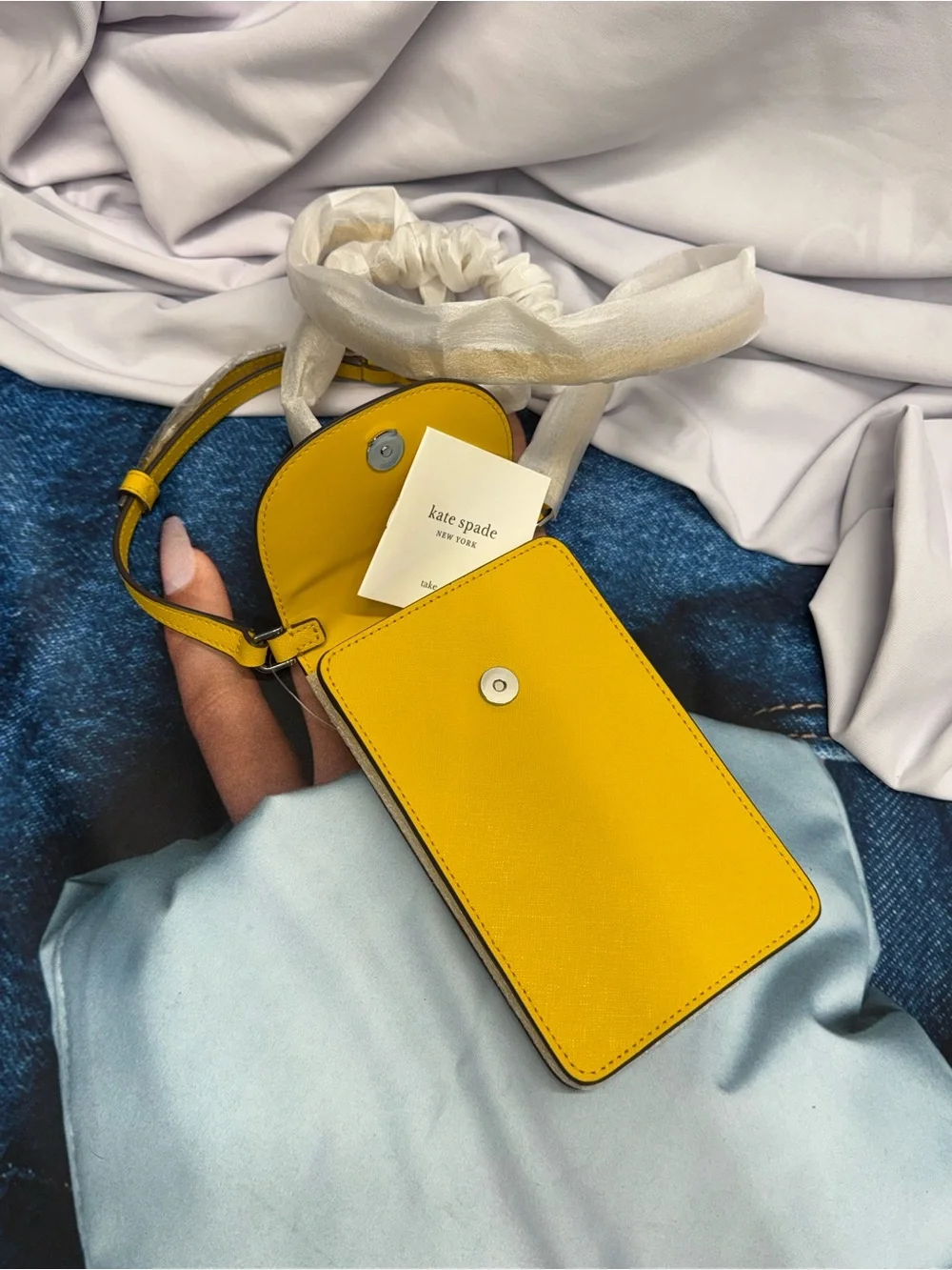 (new+tag) Kate Spade yellow saffiano league crossbody phone bag 7.25 x 4.25 inch